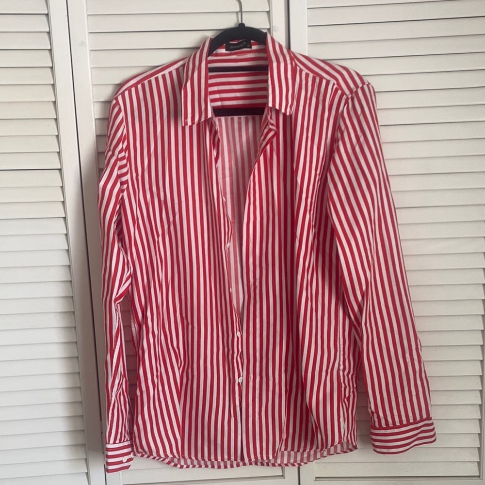 Red and White Striped Men's Shirt